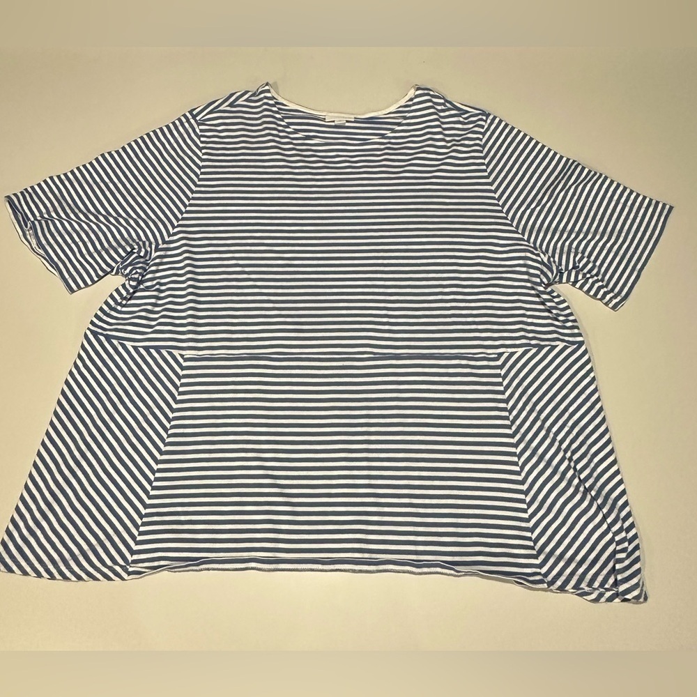 J Jill Striped Blue and White Women's Knit Top Size 3X